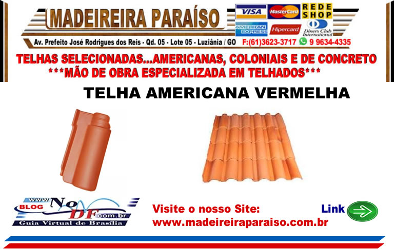 NoDF_Telha-Americana-Vermelha-1 Telha Americana Vermelha na Madeireira Paraíso , Luziânia / GO